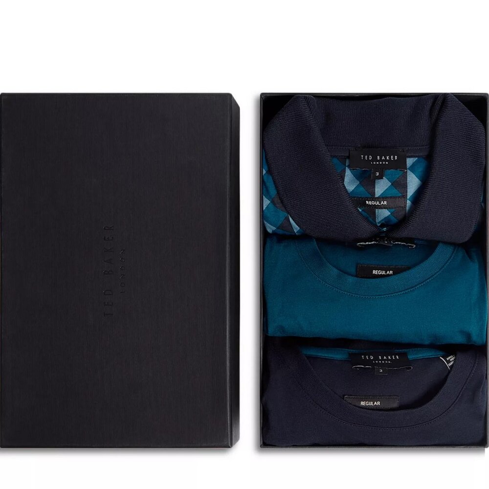 Ted Baker Men's Navy Short Sleeve Gift Set - 3 Shirts - USA Size Large (4).
